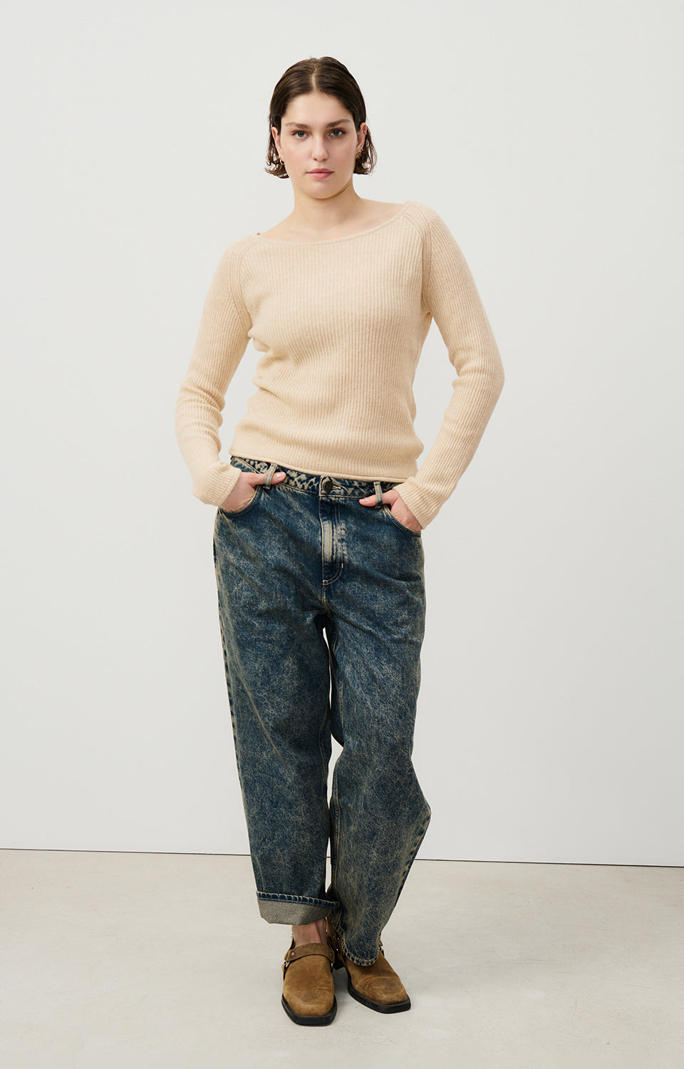 Women Beige Knit Sweater