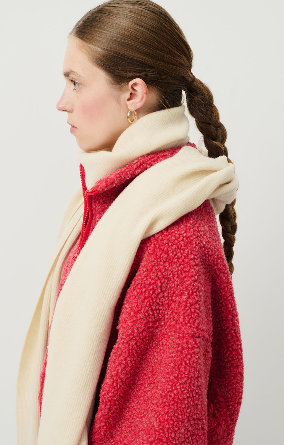 Women White Wool Scarf