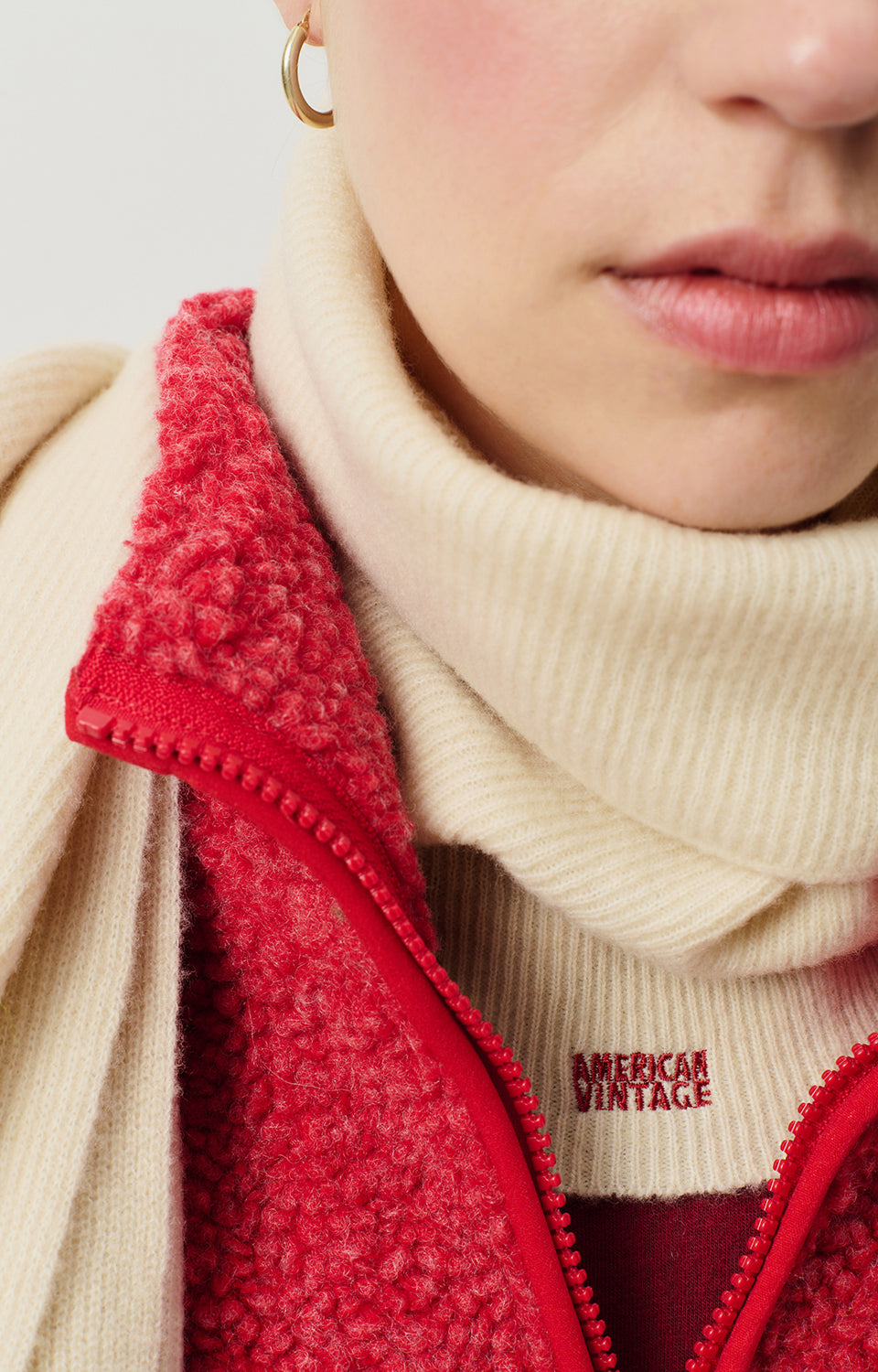 Women White Wool Scarf