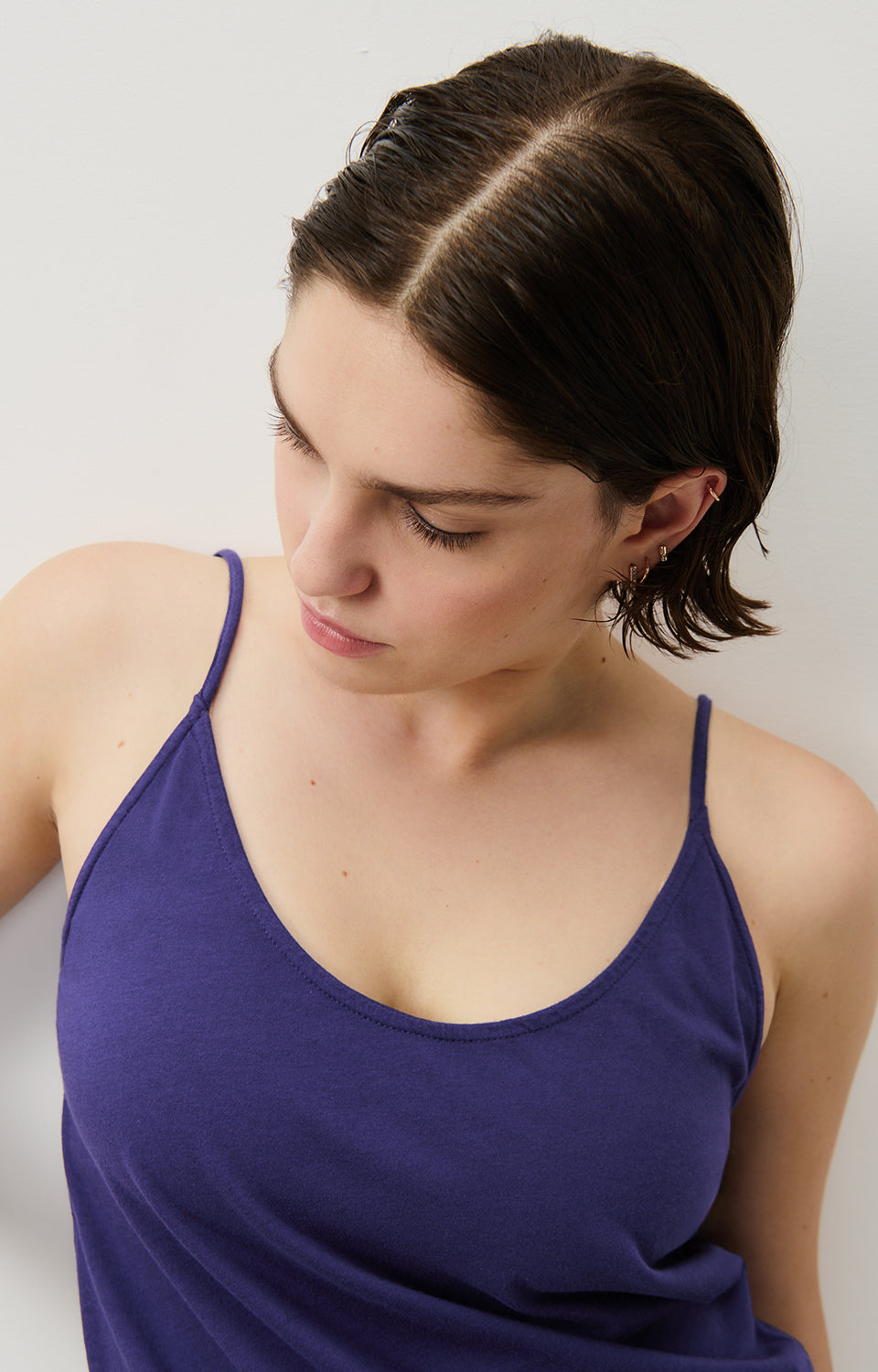 Women Purple Strap Cotton Vest