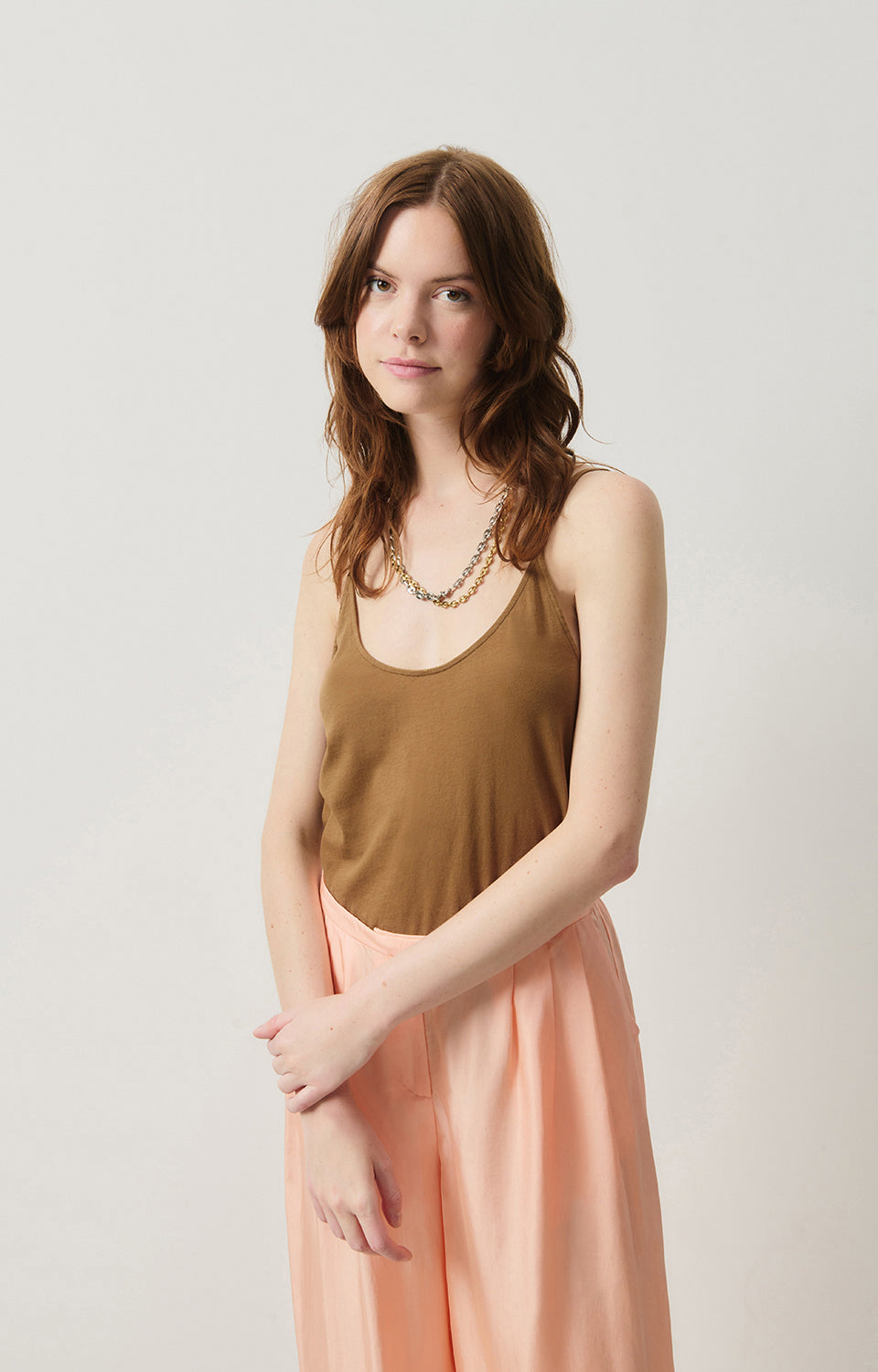 Women Brown Strap Cotton Vest