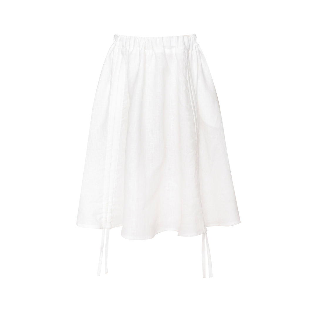 Girls White Drawstring Skirt