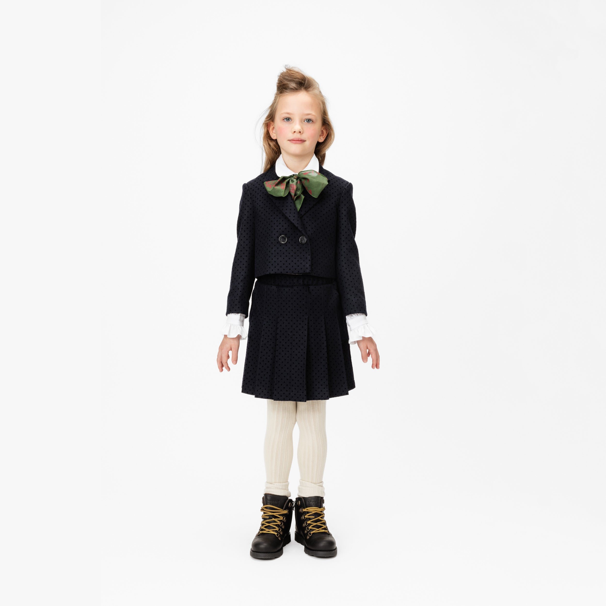 Girls Dark Blue Wool Skirt