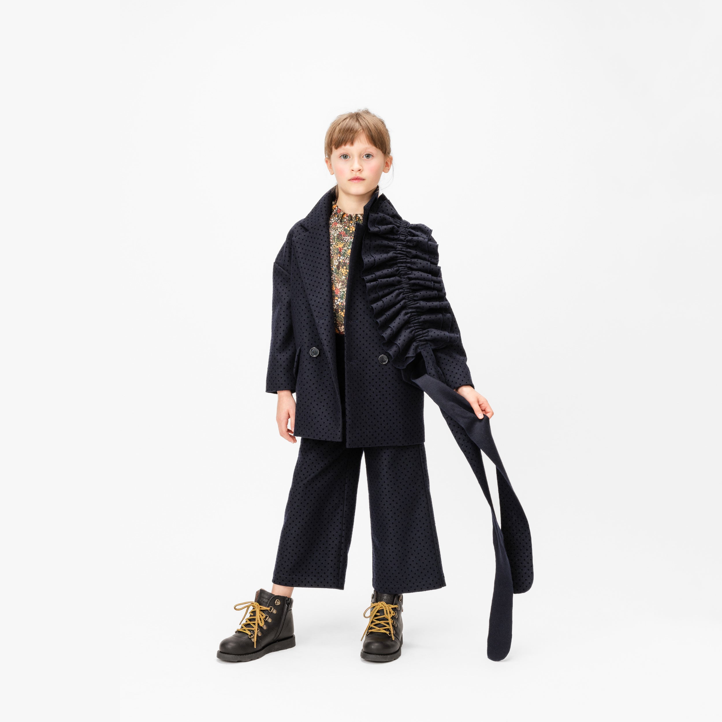Boys & Girls Dark Blue Wool Suit