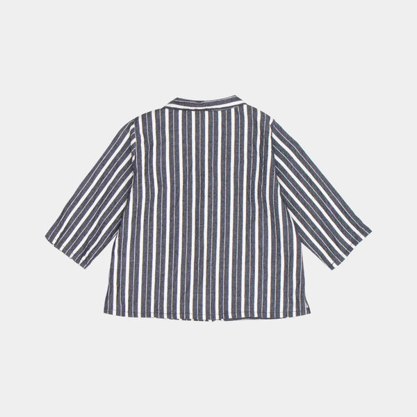 Baby Boys & Girls Grey Stripes Cotton Shirt
