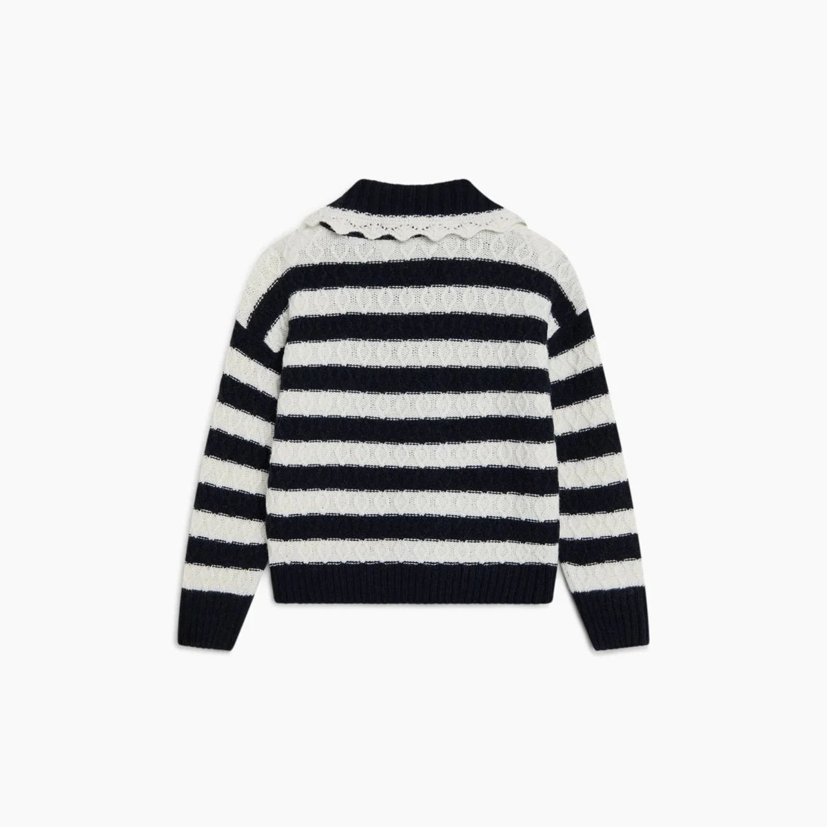 Girls Black Stripes Knit Sweater
