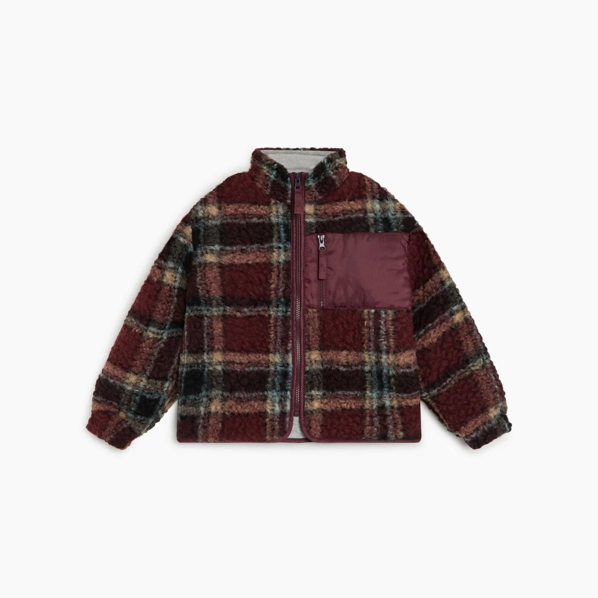 Boys & Girls Dark Red Check Wool Jacket