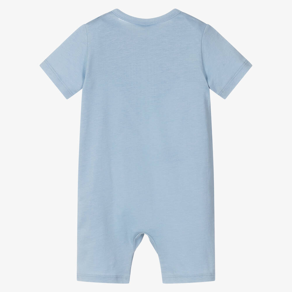 Baby Boys Light Blue Printed Cotton Babysuit