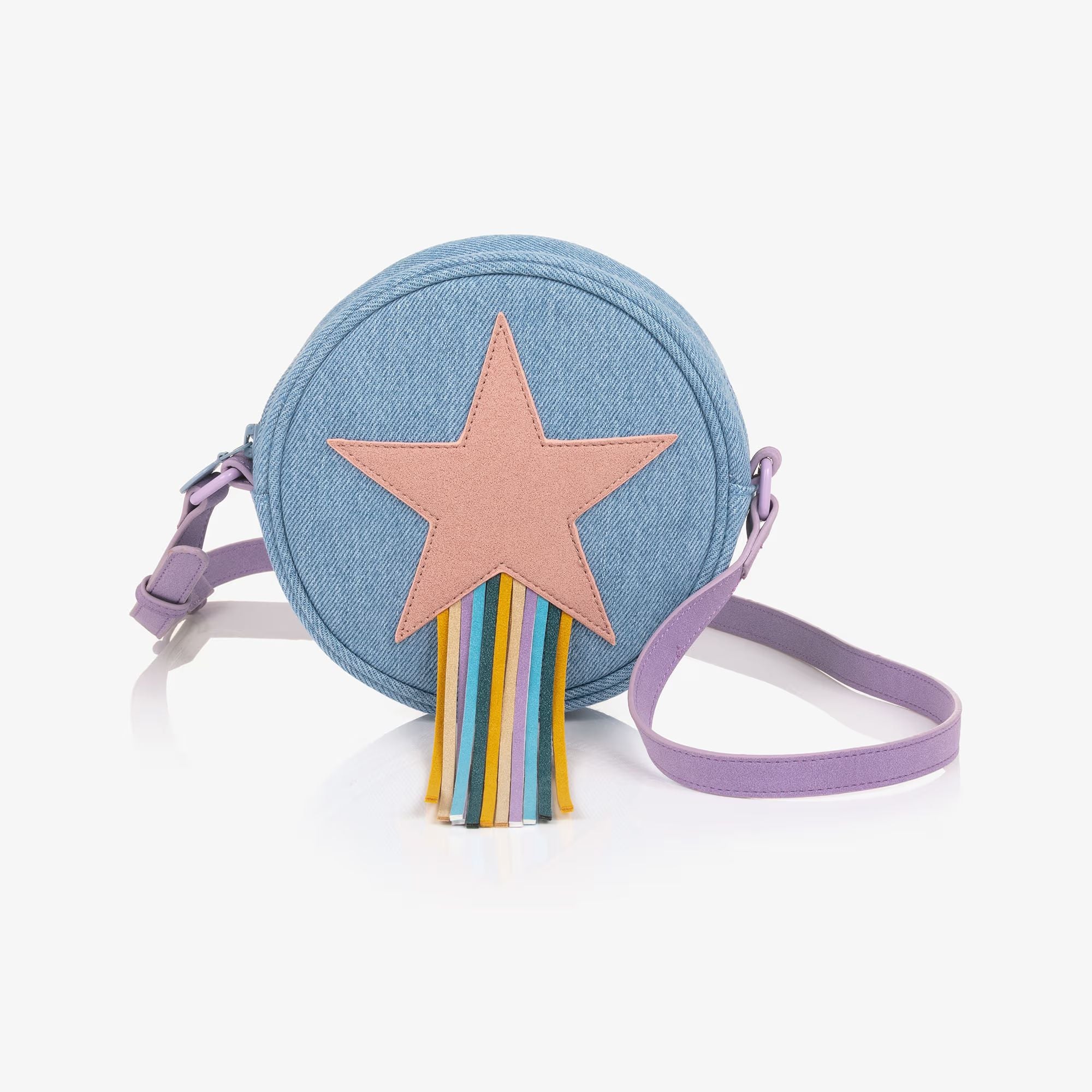 Girls Blue Tassel Denim Shoulder Bag(17cm)