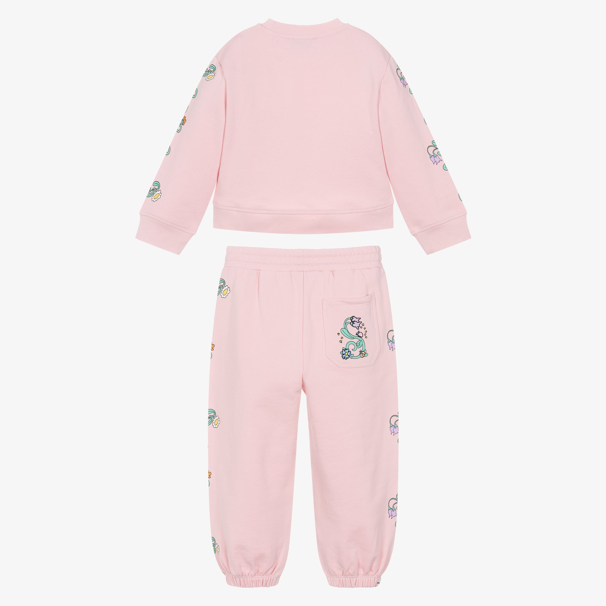 Girls Pink Printed Cotton Set