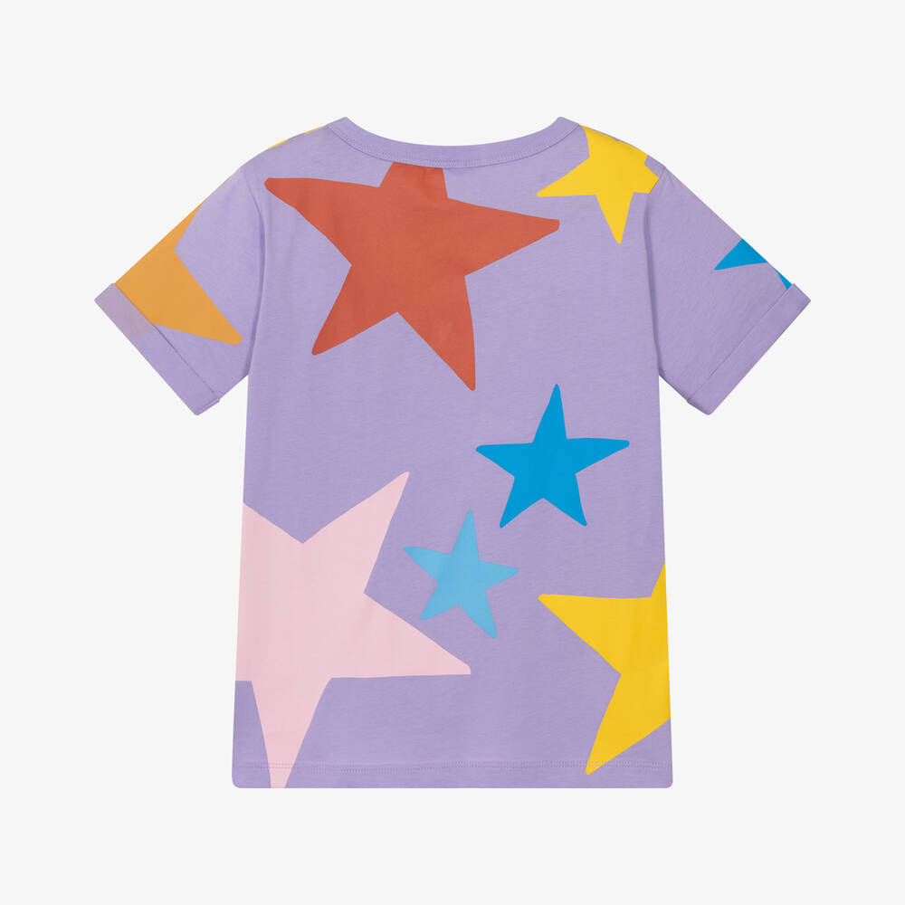 Girls Purple Stars Cotton T-Shirt