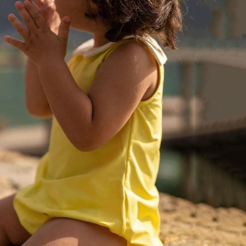 Baby Girls Yellow UV Protective Swim Babysuit(UPF50+)