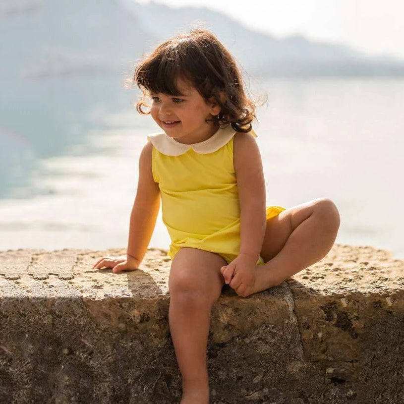 Baby Girls Yellow UV Protective Swim Babysuit(UPF50+)