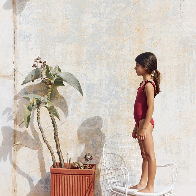 Girls Wine Red Swimsuit