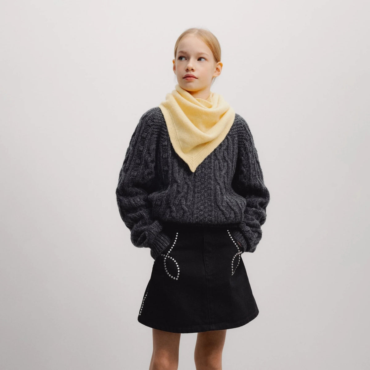 Girls Black Cotton Skirt