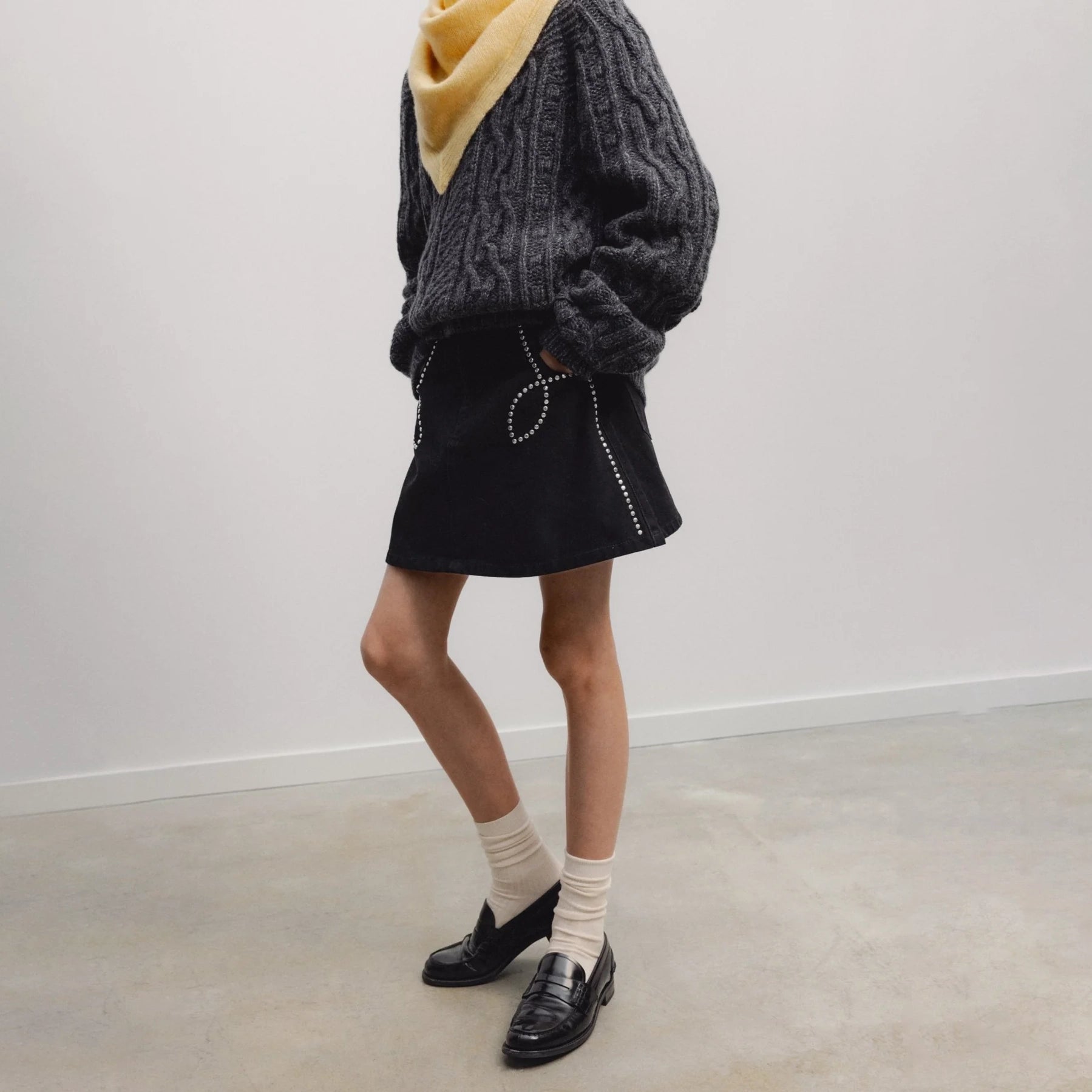 Girls Black Cotton Skirt