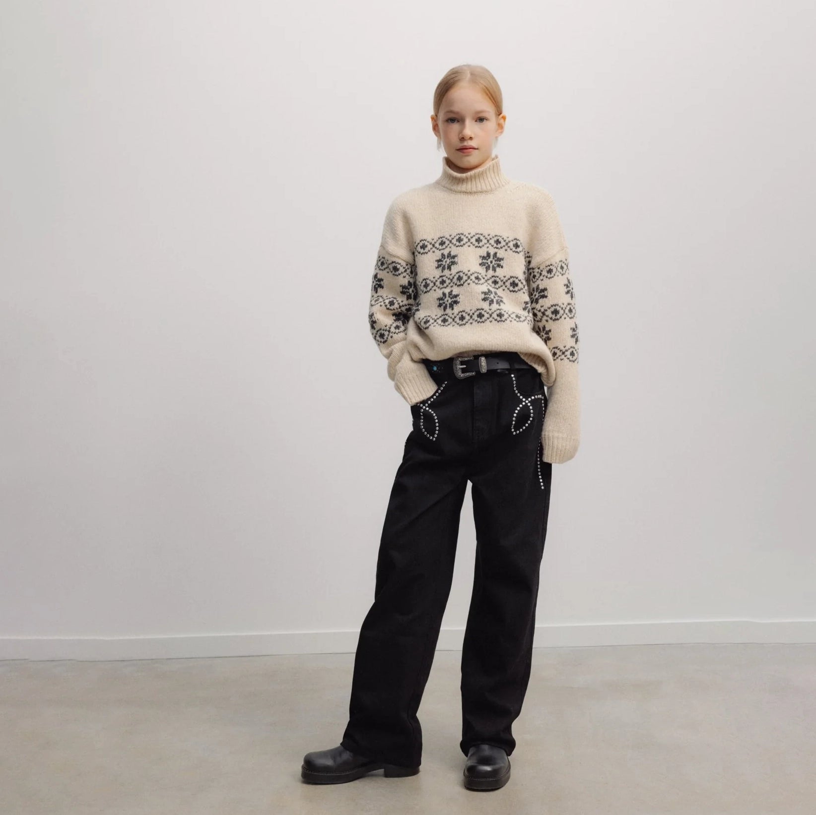 Girls Black Cotton Trousers