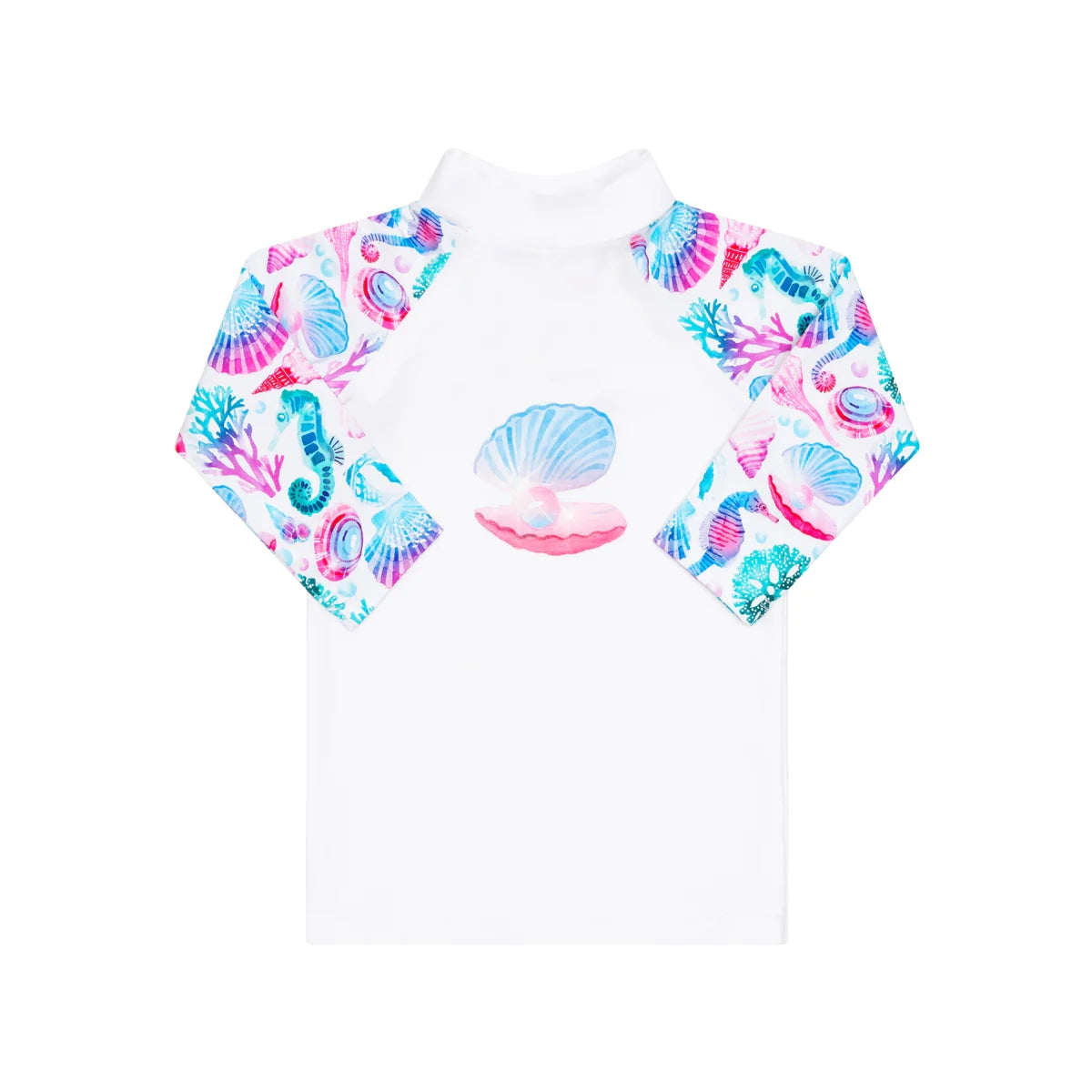 Girls White Anti-UV Swim T-Shirt