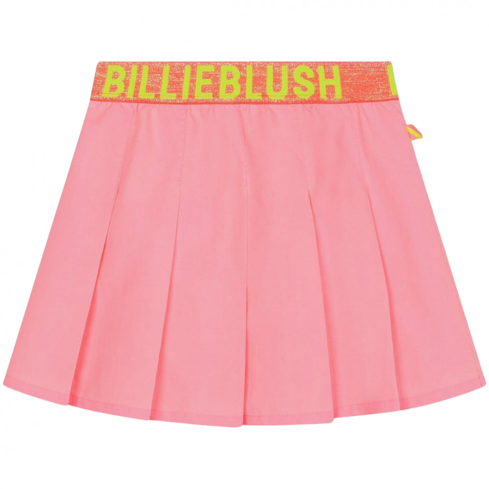 Girls Pink Logo Pleated Skirt