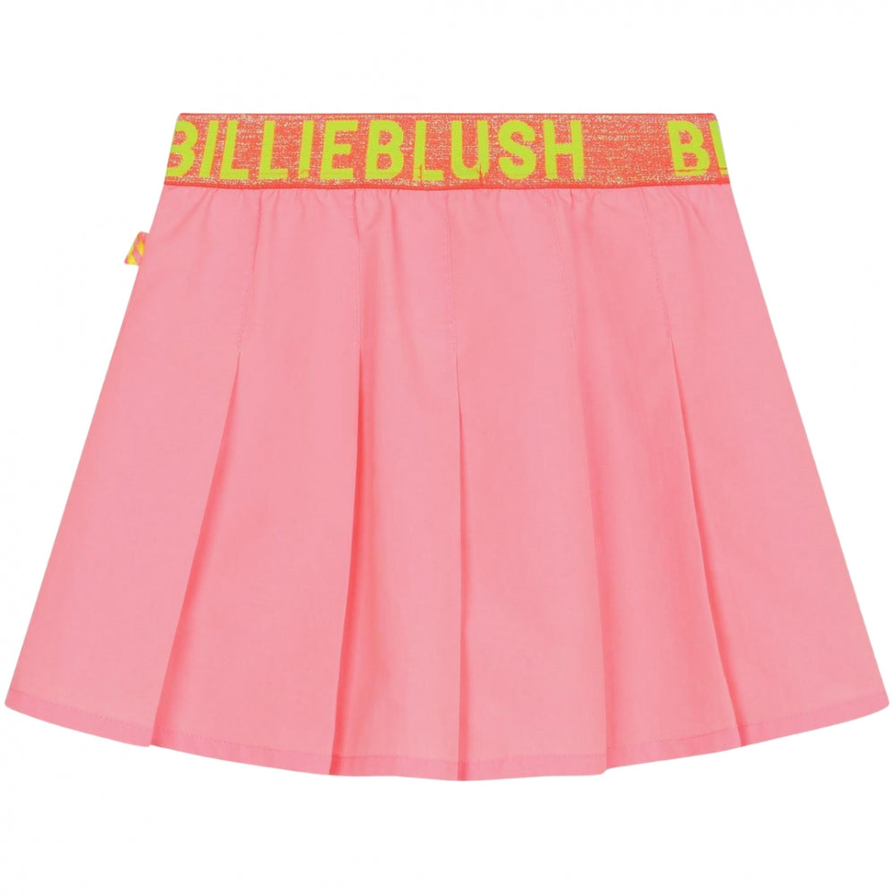 Girls Pink Logo Pleated Skirt