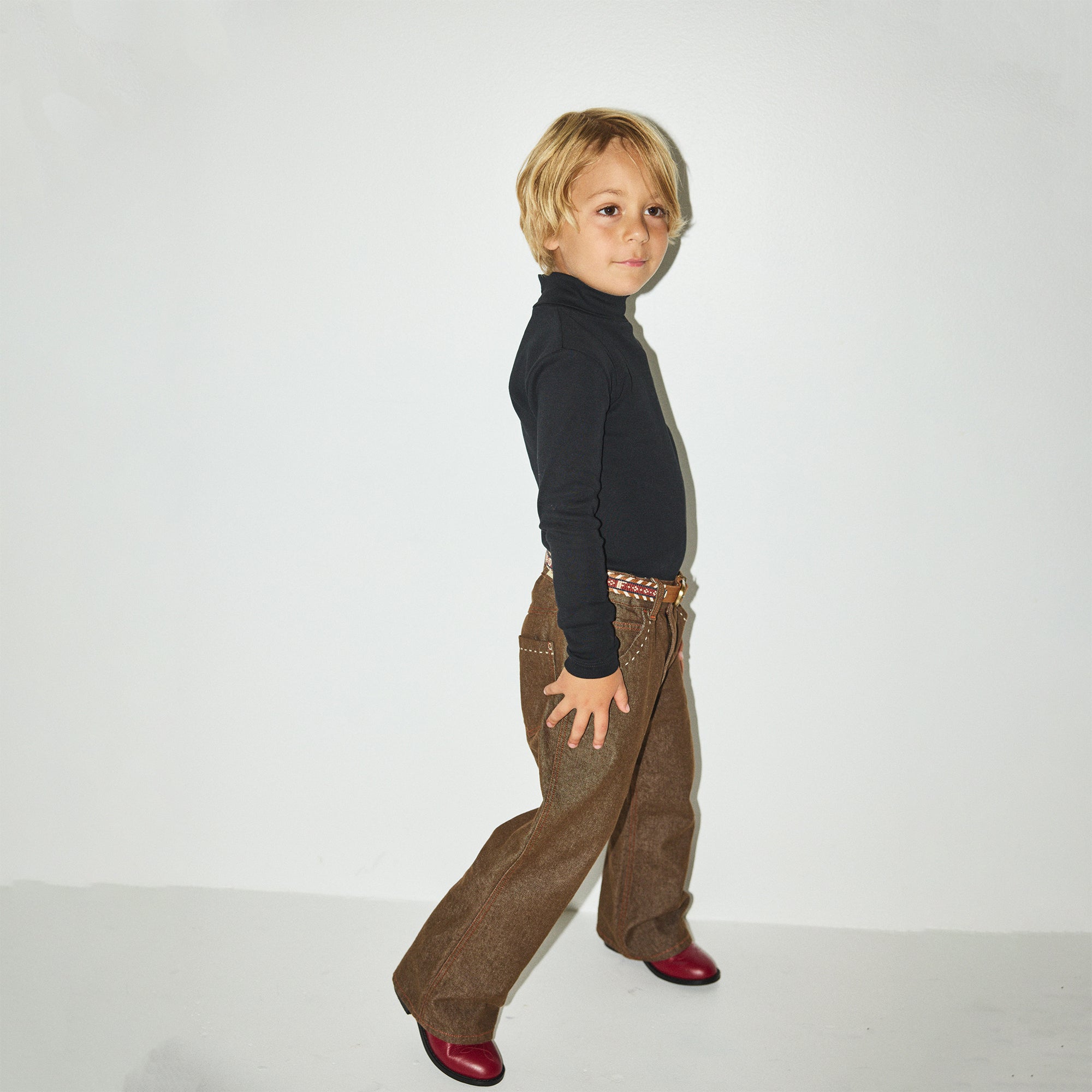 Boys & Girls Black Cotton Turtleneck