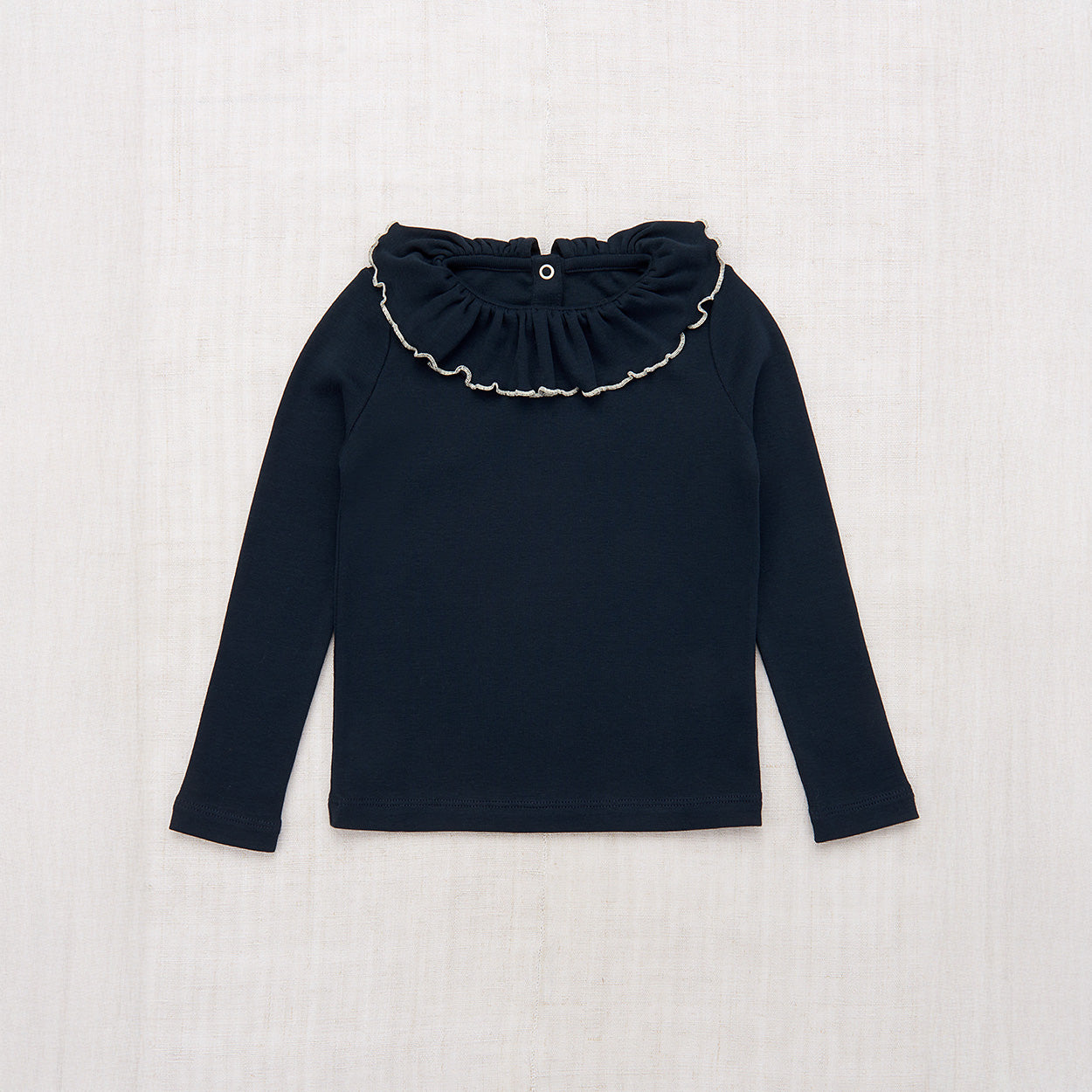 Girls Navy Ruffled Cotton Top