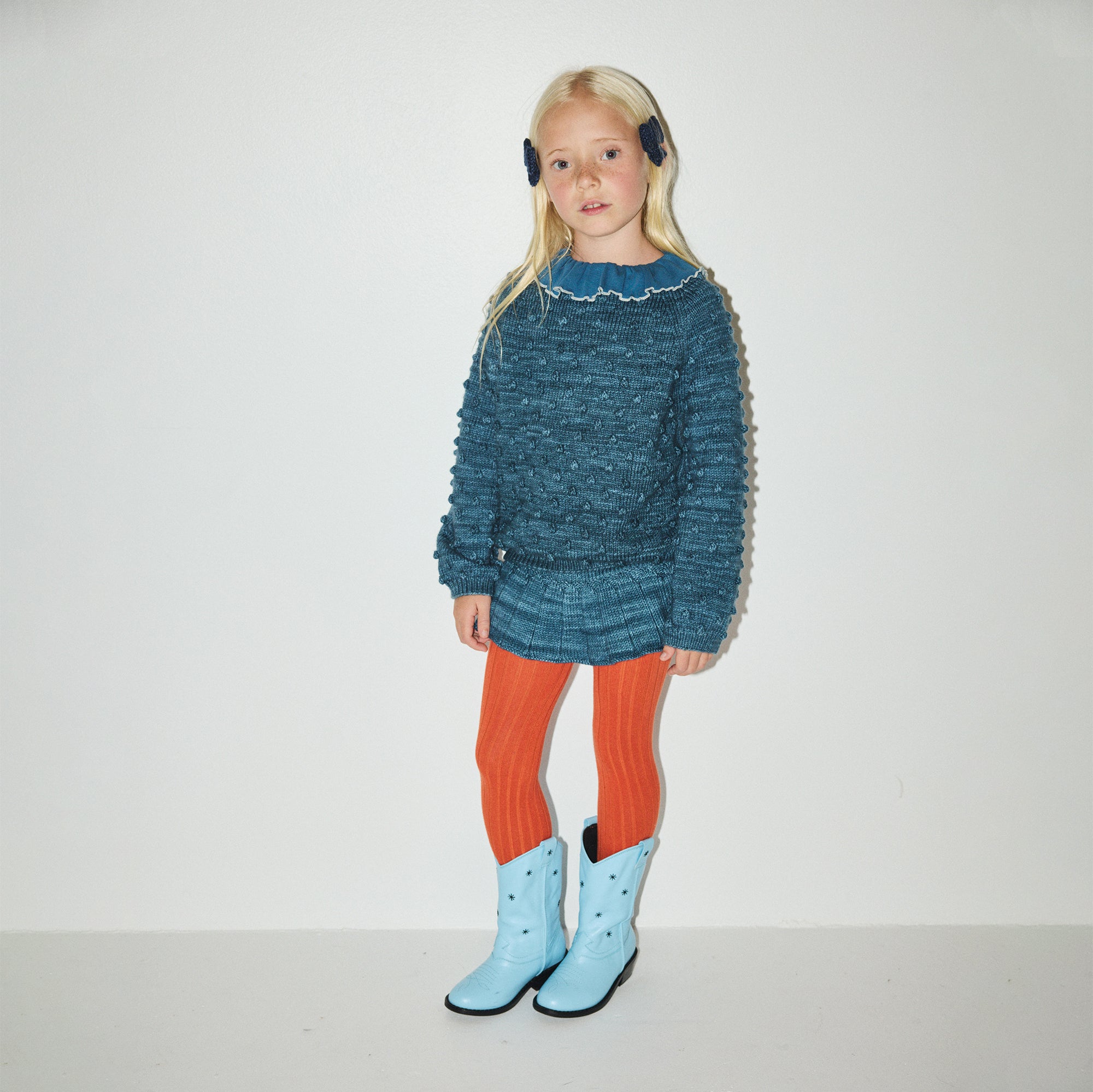 Girls Blue Wool Skirt