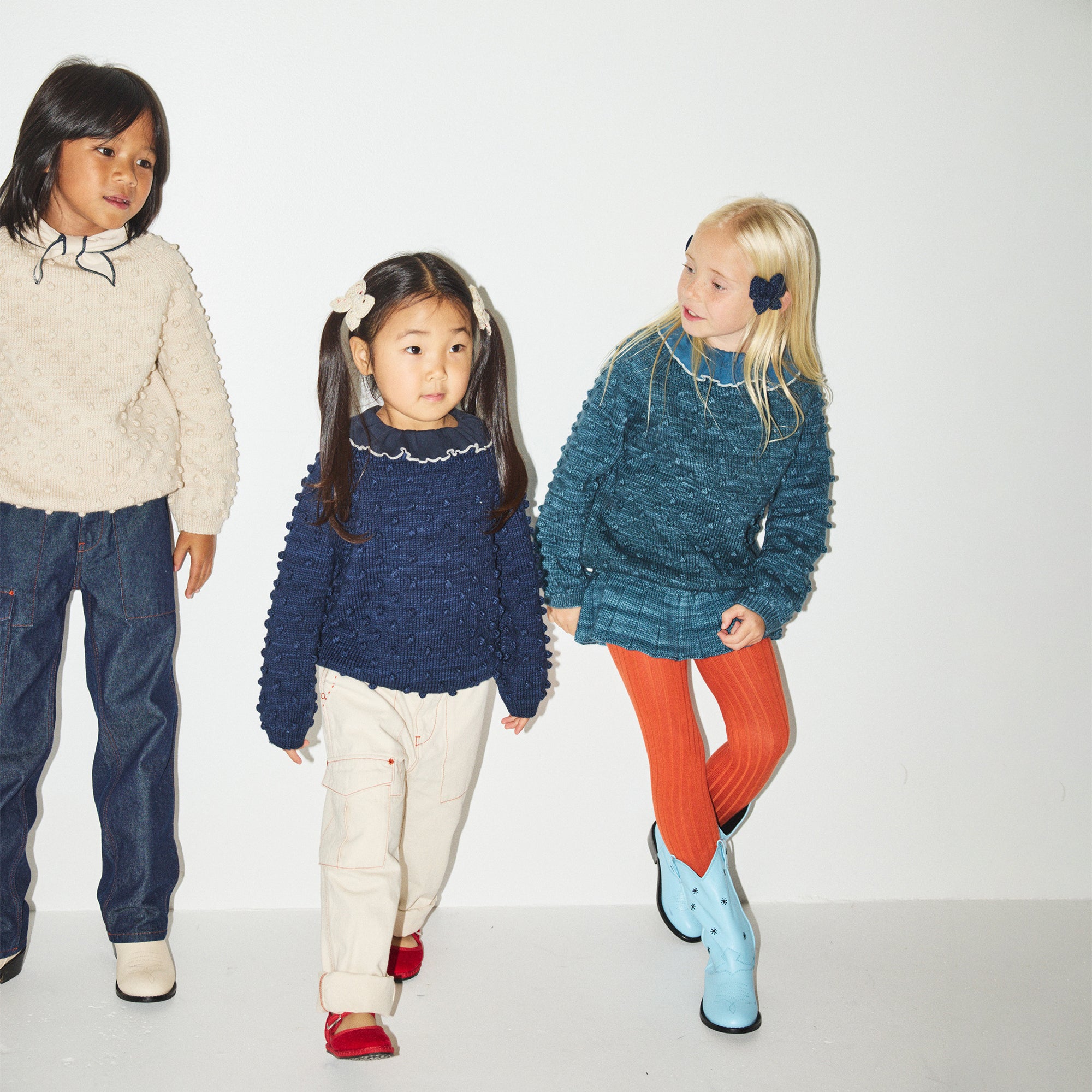 Boys & Girls Navy Popcorn Wool Sweater