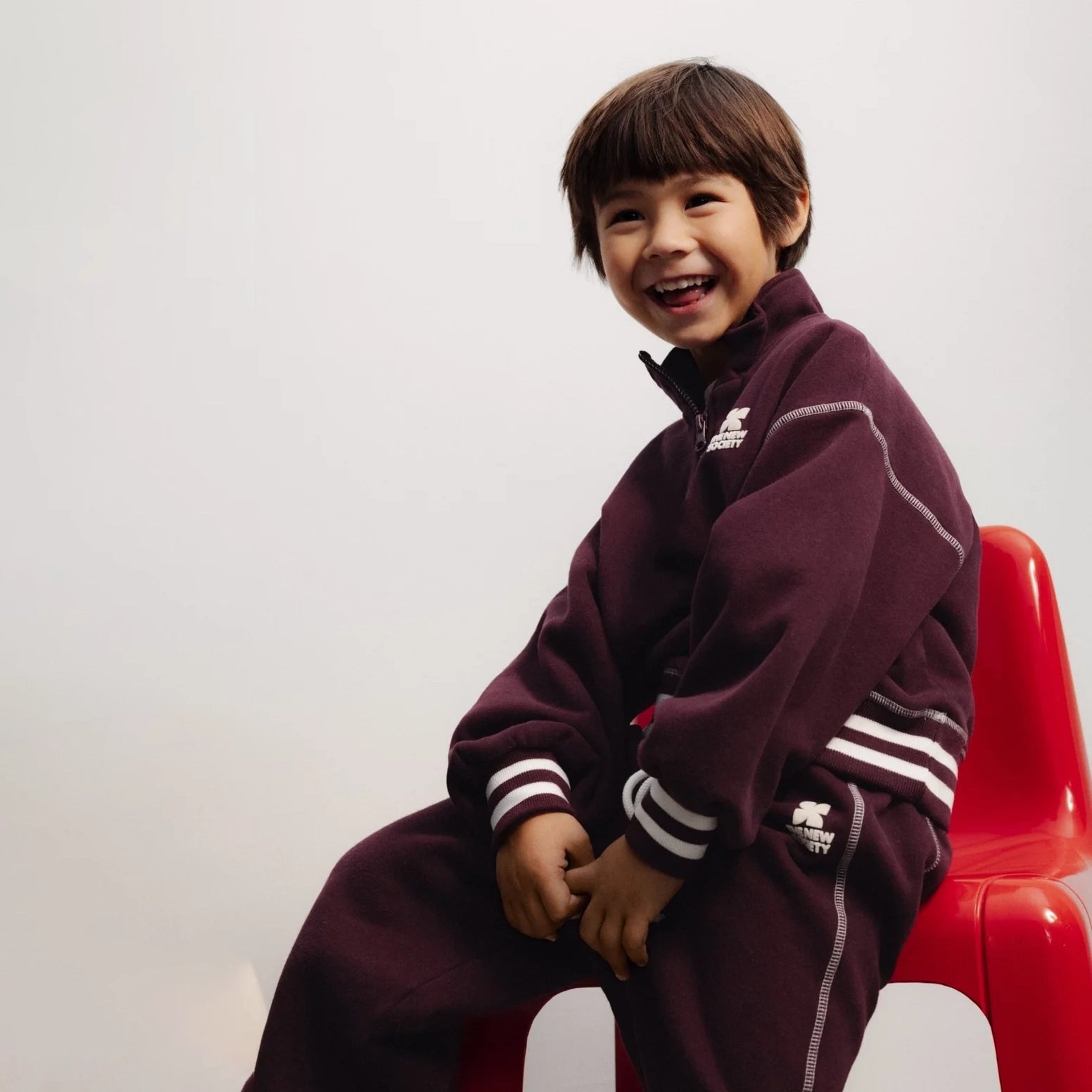 Boys & Girls Wine Red Cotton Mock-neck Cotton Sweatshirt