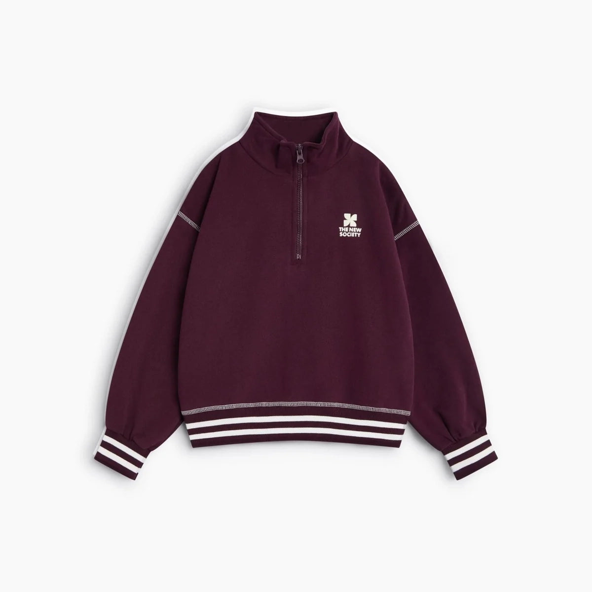Boys & Girls Wine Red Cotton Mock-neck Cotton Sweatshirt