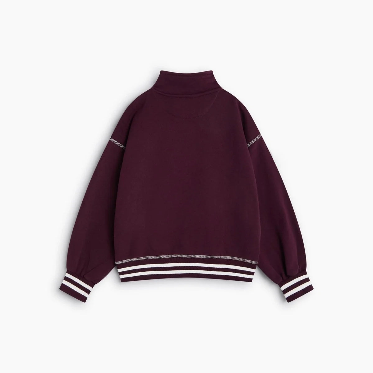 Boys & Girls Wine Red Cotton Mock-neck Cotton Sweatshirt