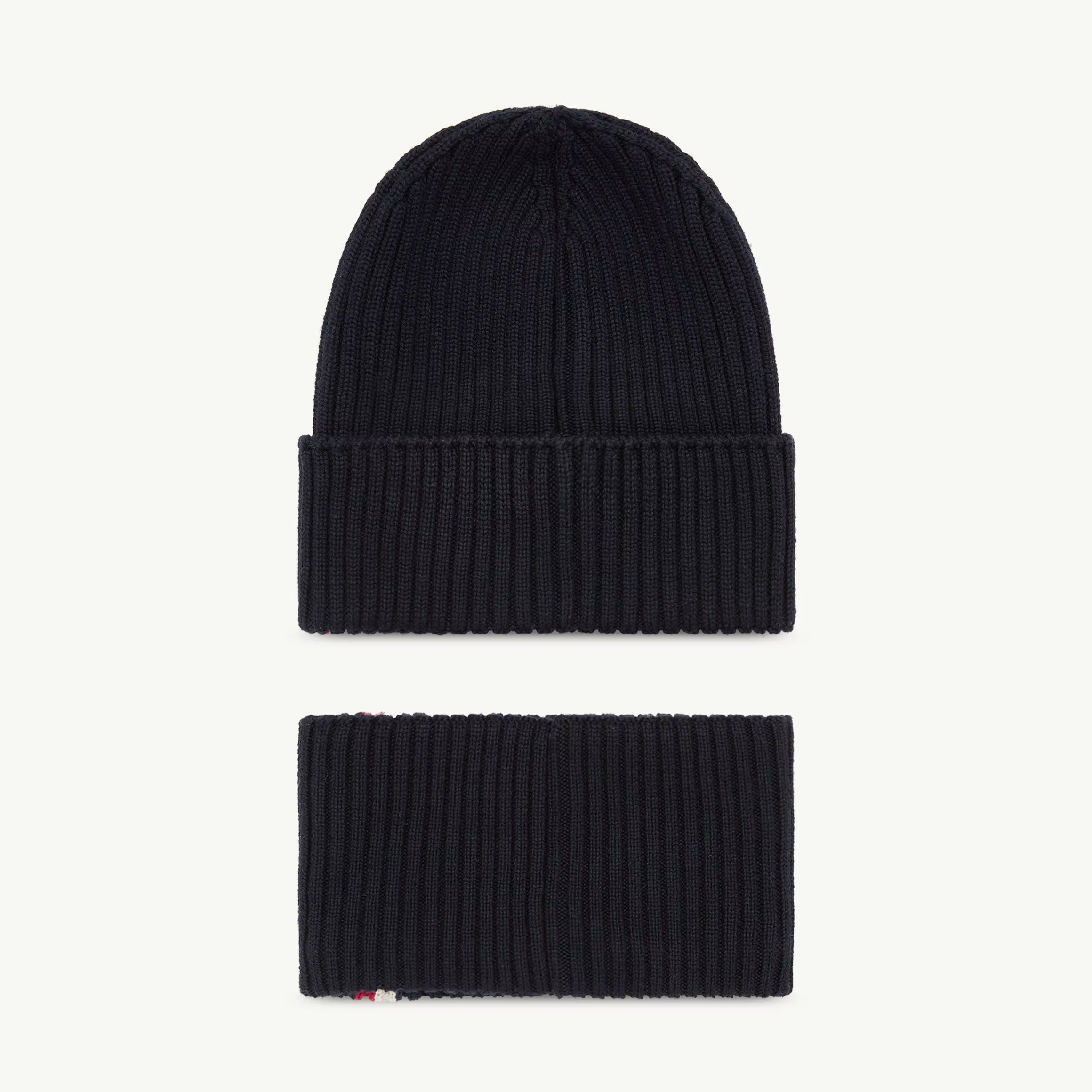 Boys Navy Knit Wool Hat & Scarf Set