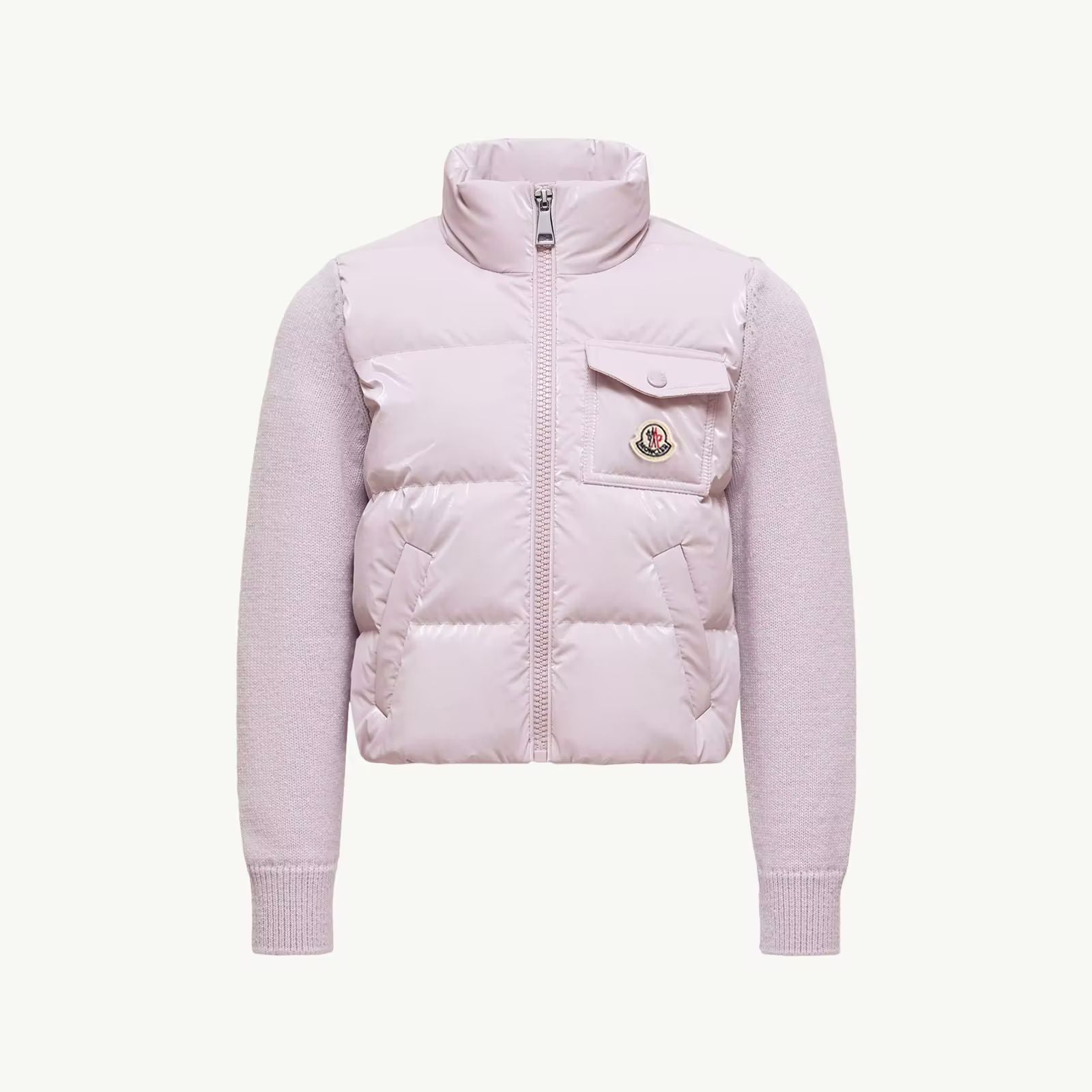 Girls Light Purple Padded Down Zip-Up Top