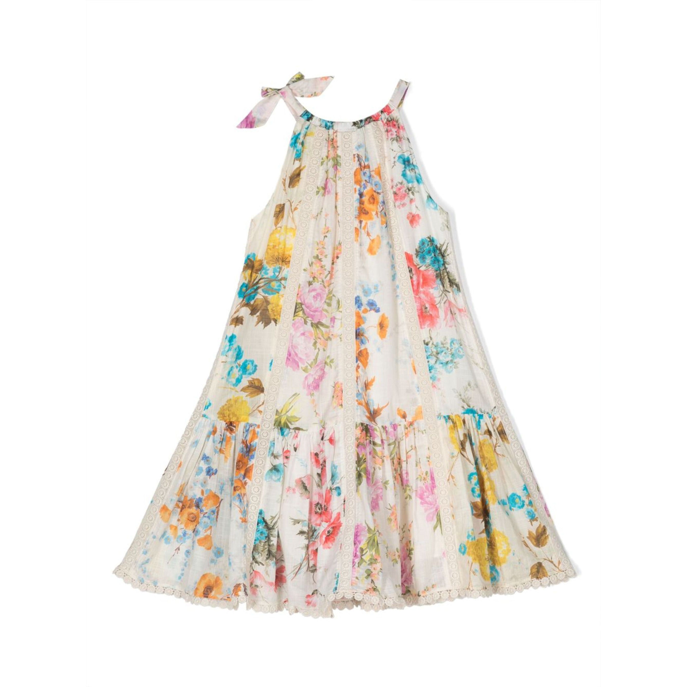 Girls White Flower Cotton Dress