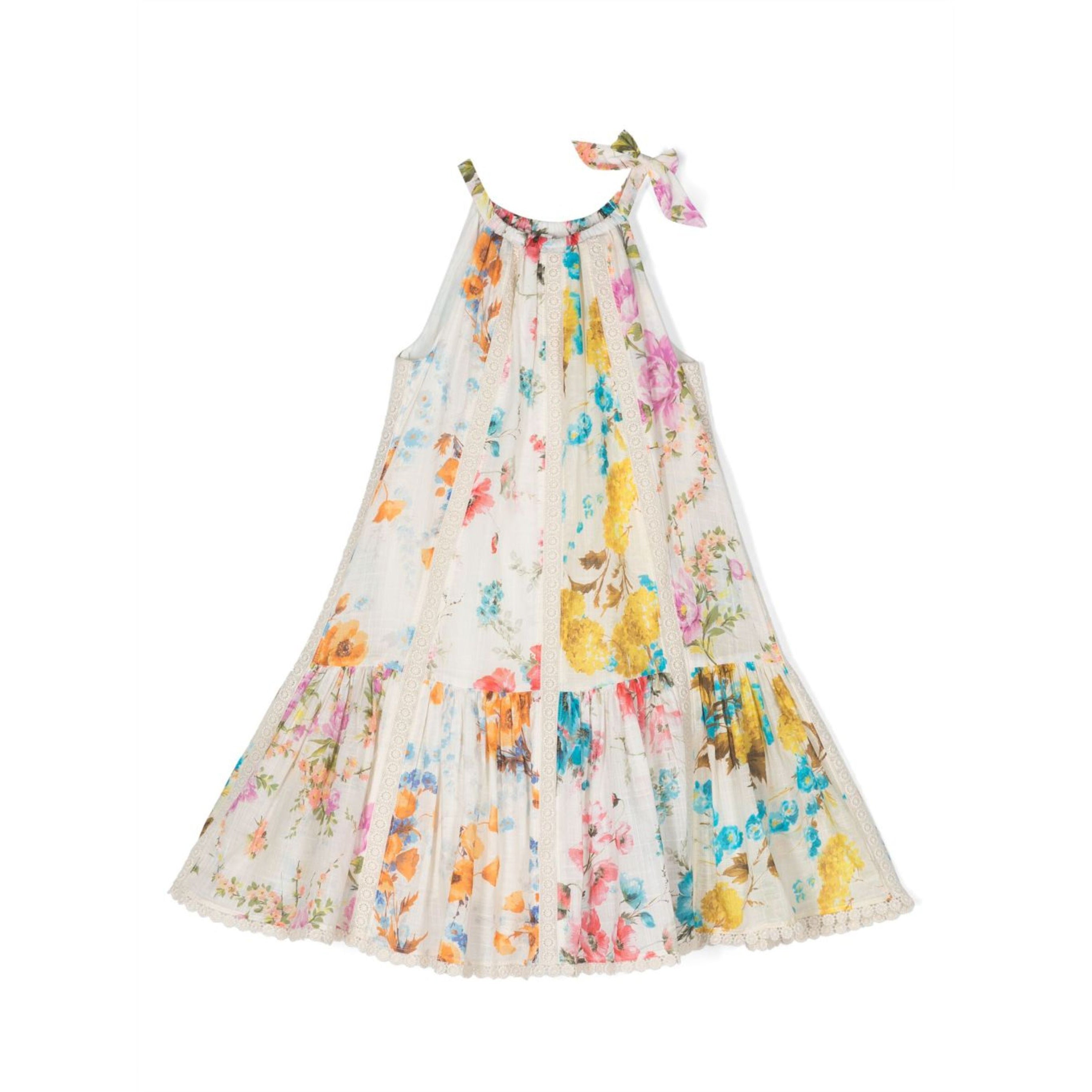 Girls White Flower Cotton Dress