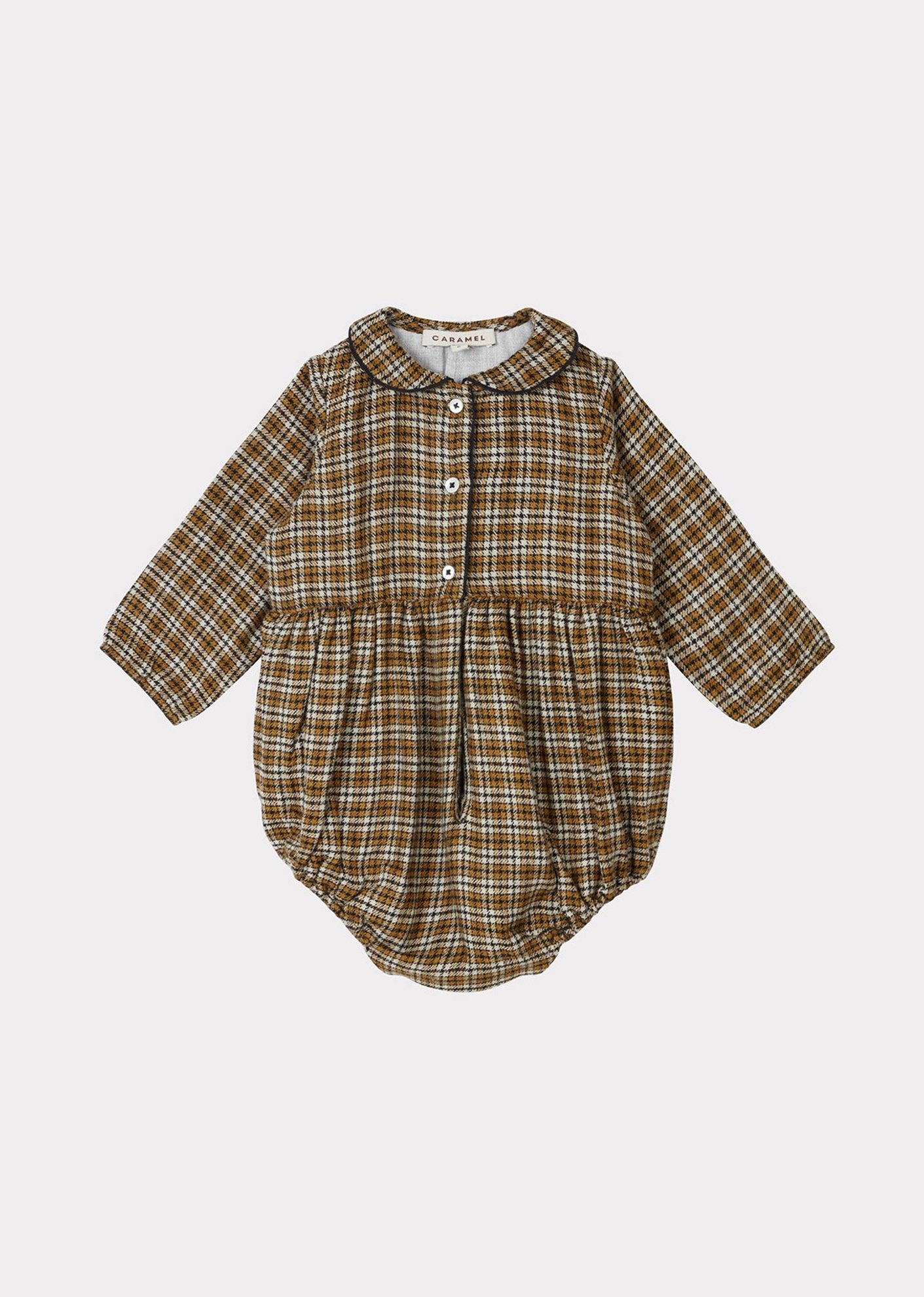 Baby Girls Yellow Check Wryneck Romper