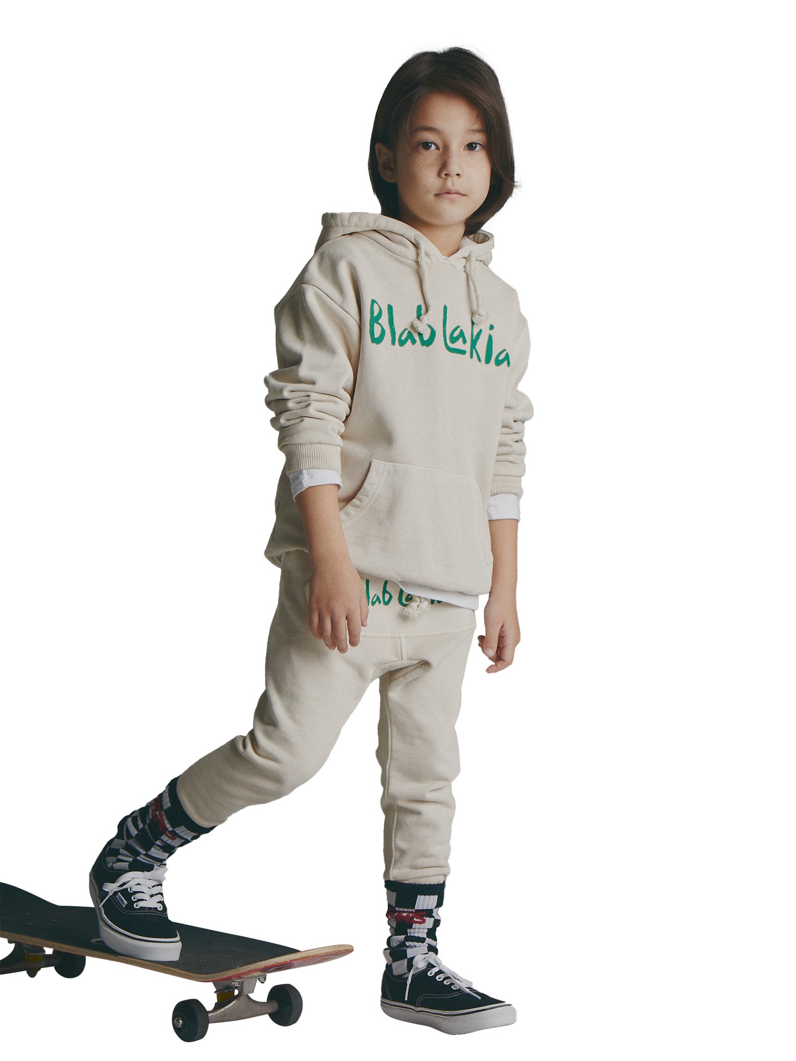 Boys & Girls Beige Logo Cotton Trousers