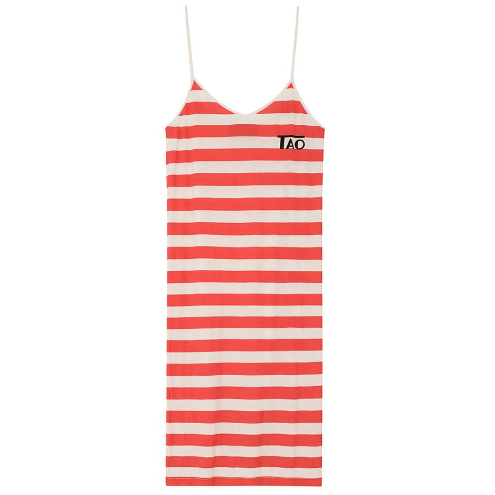Girls Rose & White Striped Dress - CÉMAROSE | Children's Fashion Store - 1