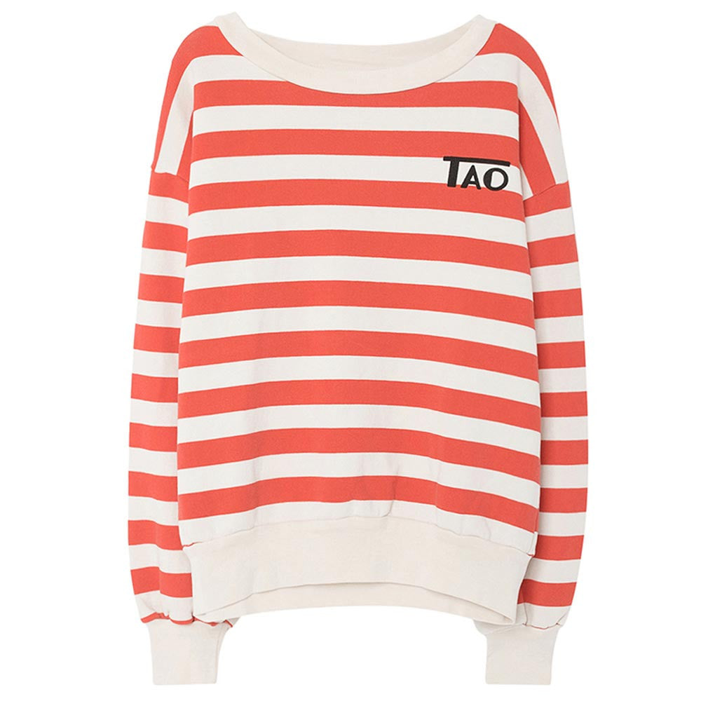Girls Rose & White Striped Sweatshirt - CÉMAROSE | Children's Fashion Store - 1
