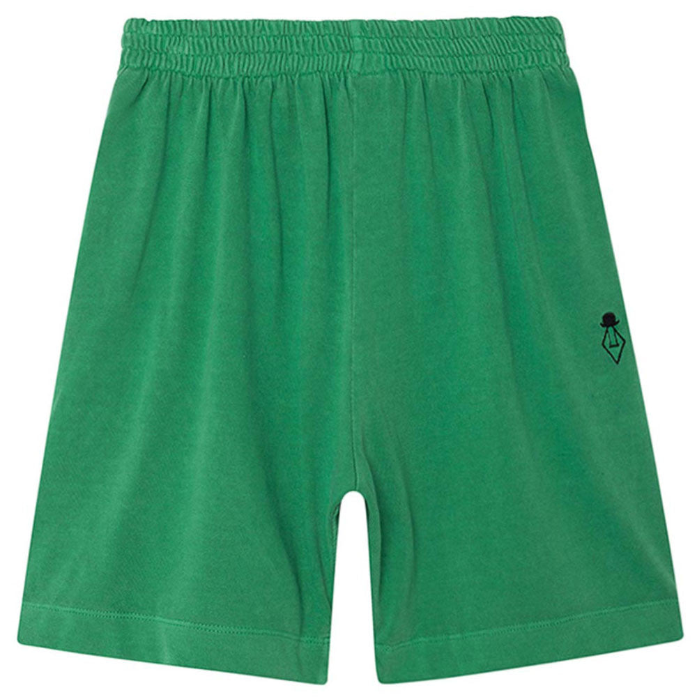 Boys Green Cotton Shorts With Black Logo - CÉMAROSE | Children's Fashion Store - 1