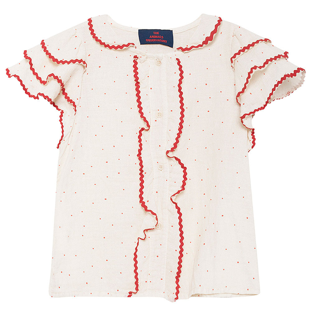 Girls White & Red Blouse - CÉMAROSE | Children's Fashion Store - 1