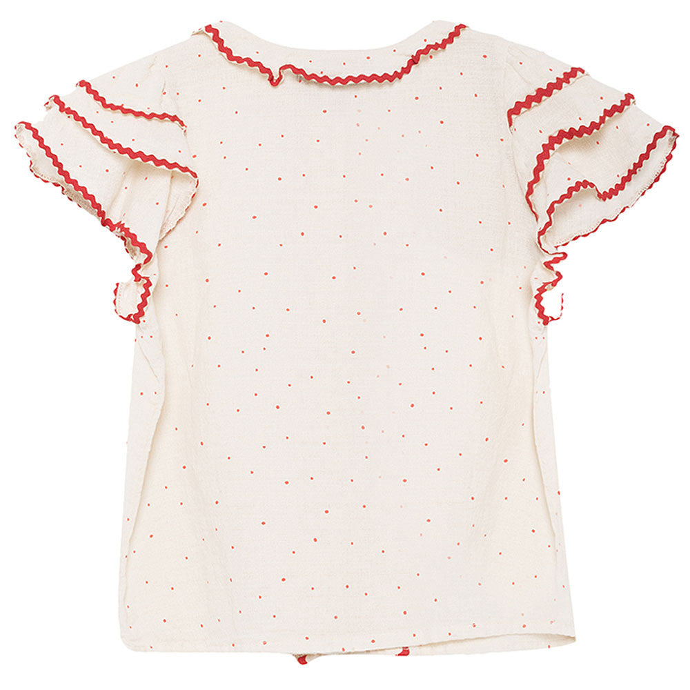 Girls White & Red Blouse - CÉMAROSE | Children's Fashion Store - 2