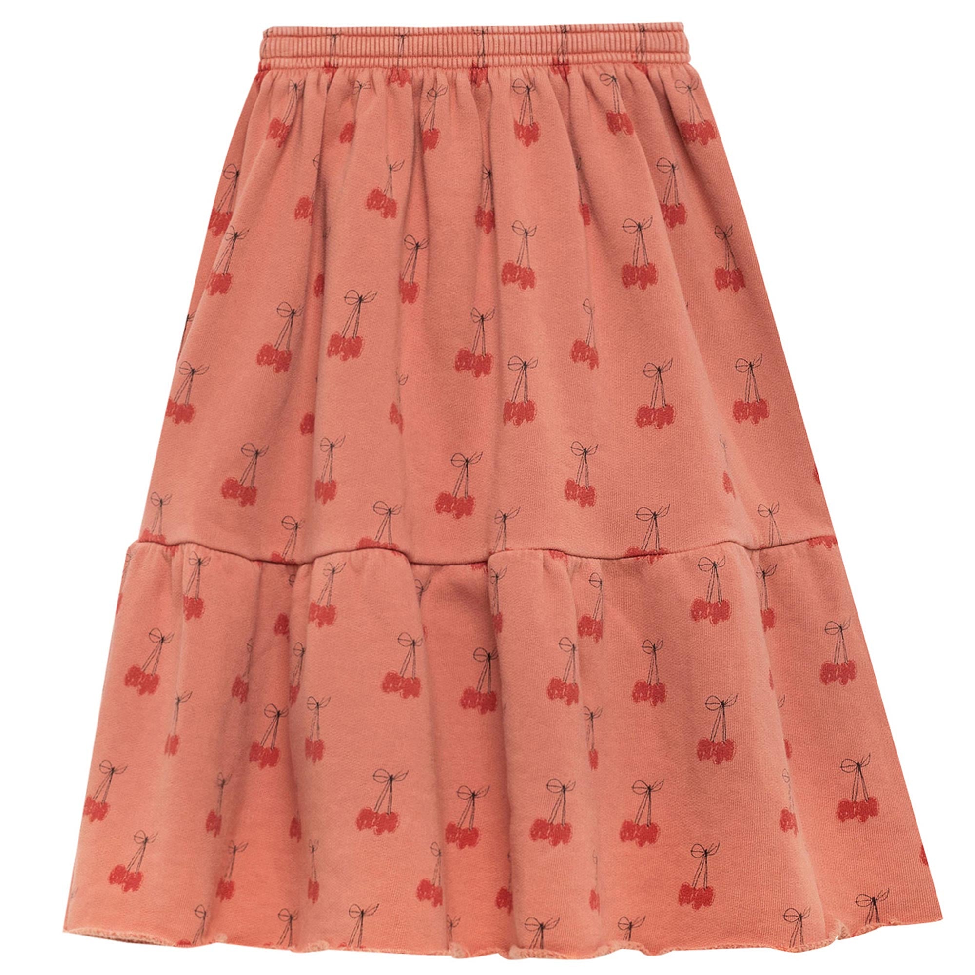 Girls Deep Orange Cherries Cotton Skirt