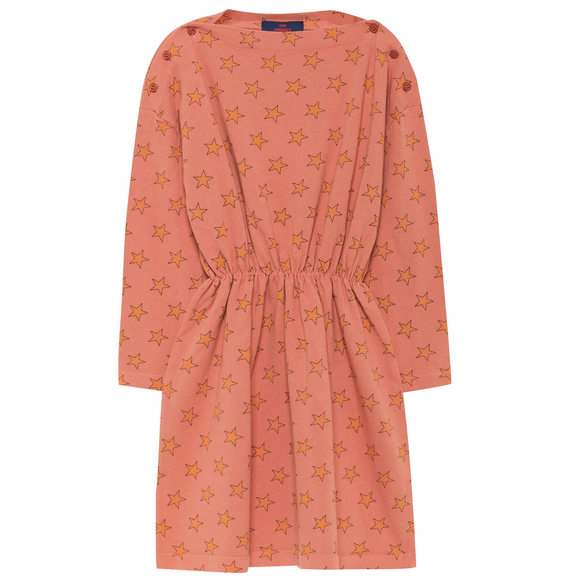 Girls Deep Orange Stars Printed Dress