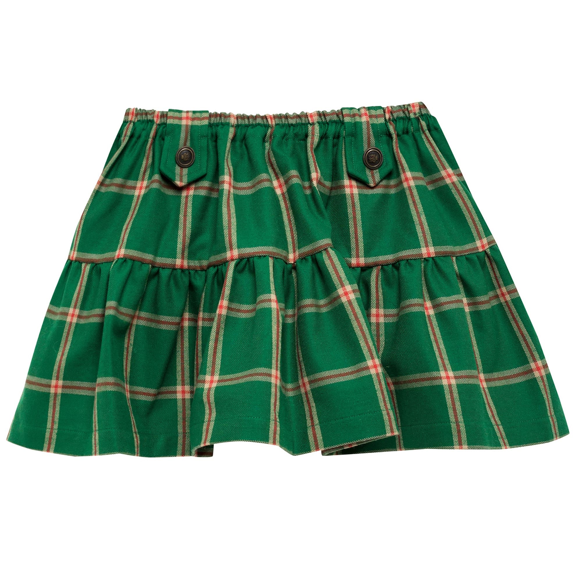 Girls Green Checked Skirt