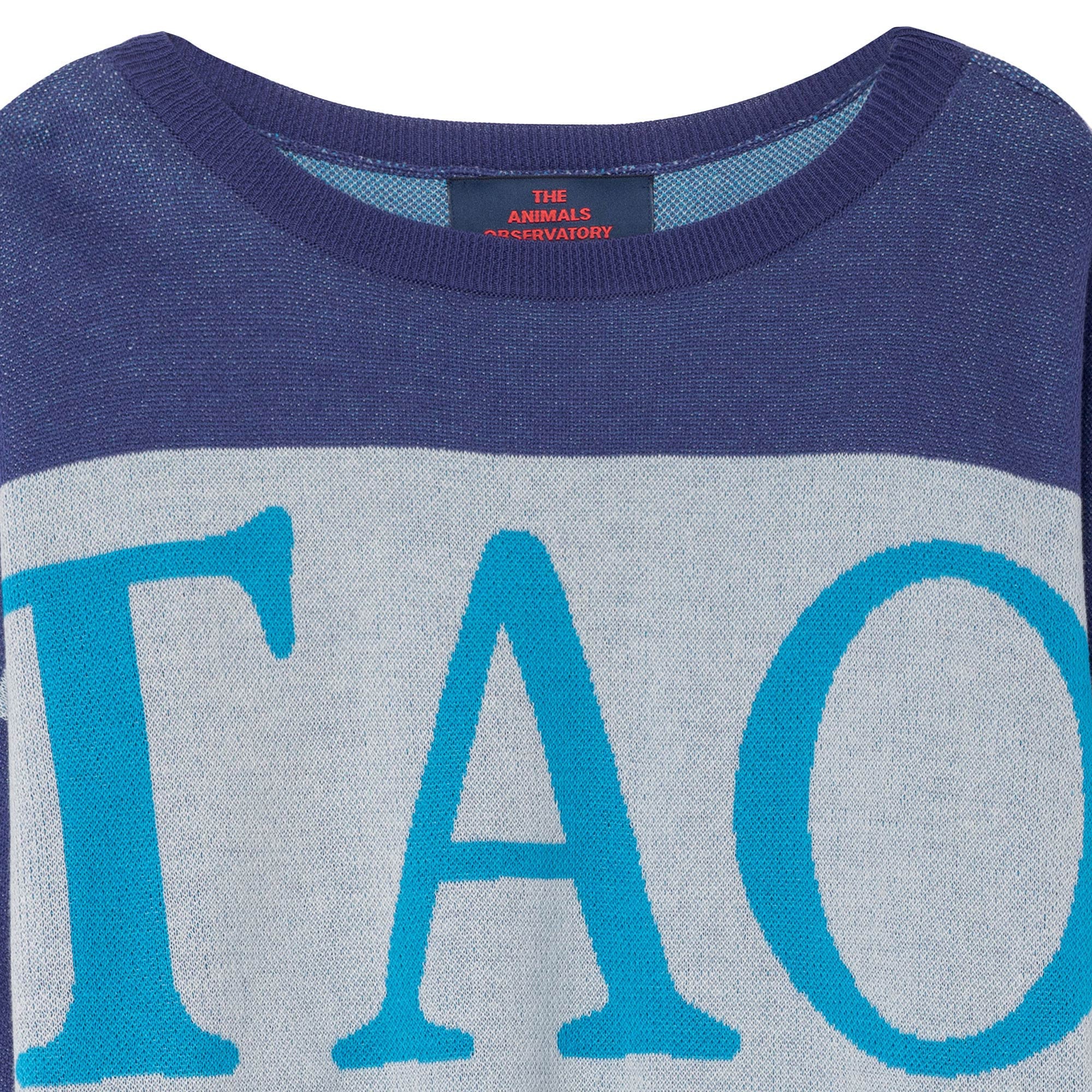 Girls Blue Logo Cotton Knitted Sweater