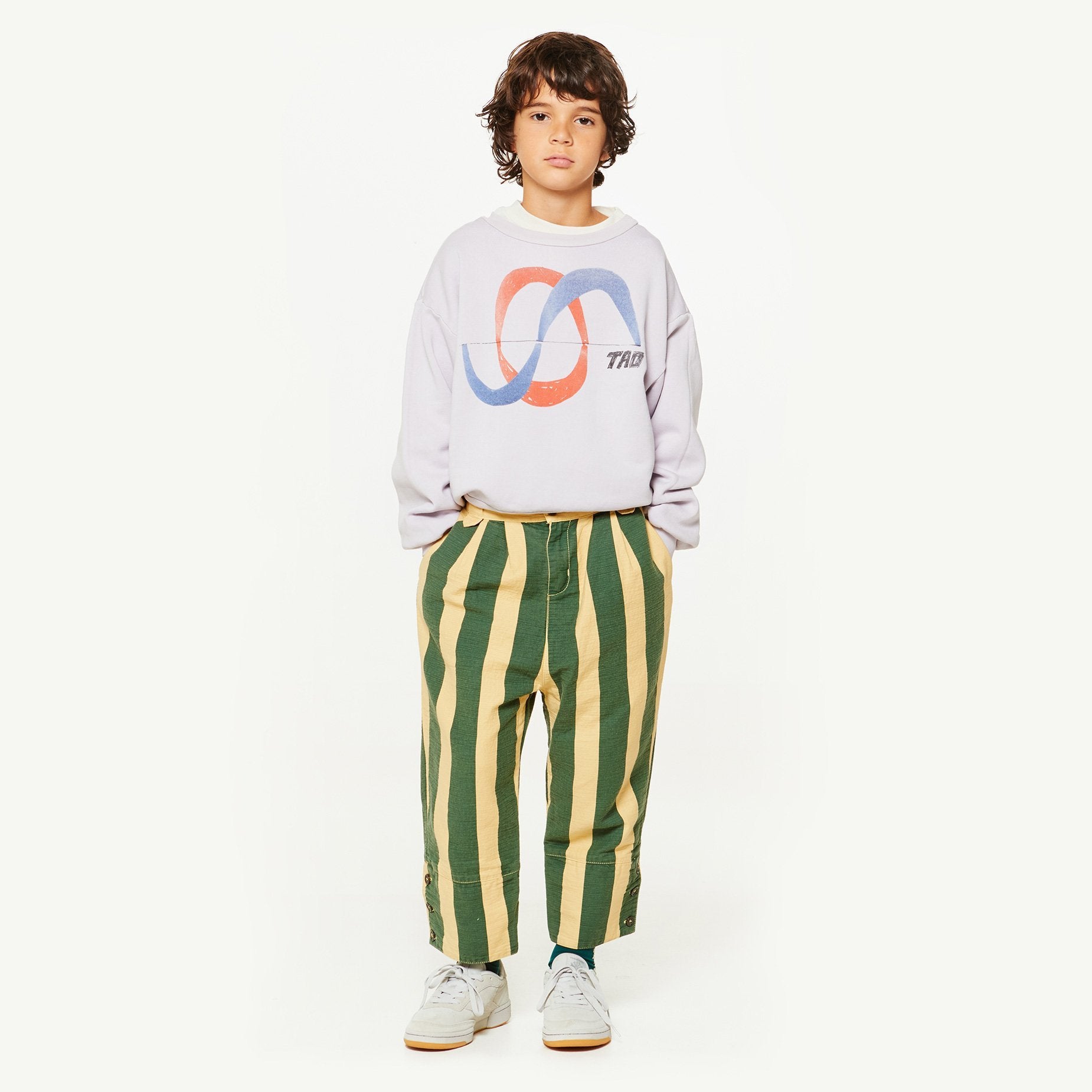 Girls & Boys Yellow Maroon Striped Cotton Trousers