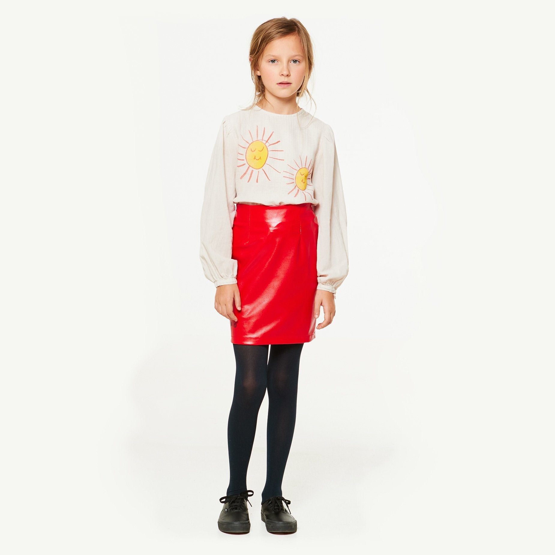 Girls & Boys White Red Suns Cotton T-shirt