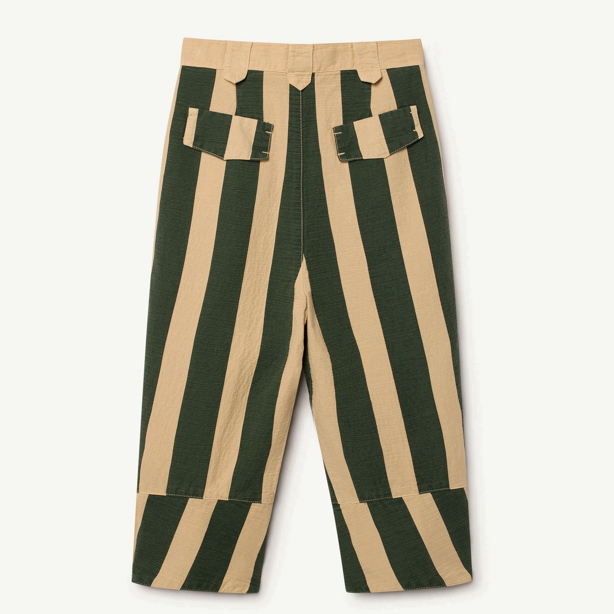 Girls & Boys Yellow Maroon Striped Cotton Trousers