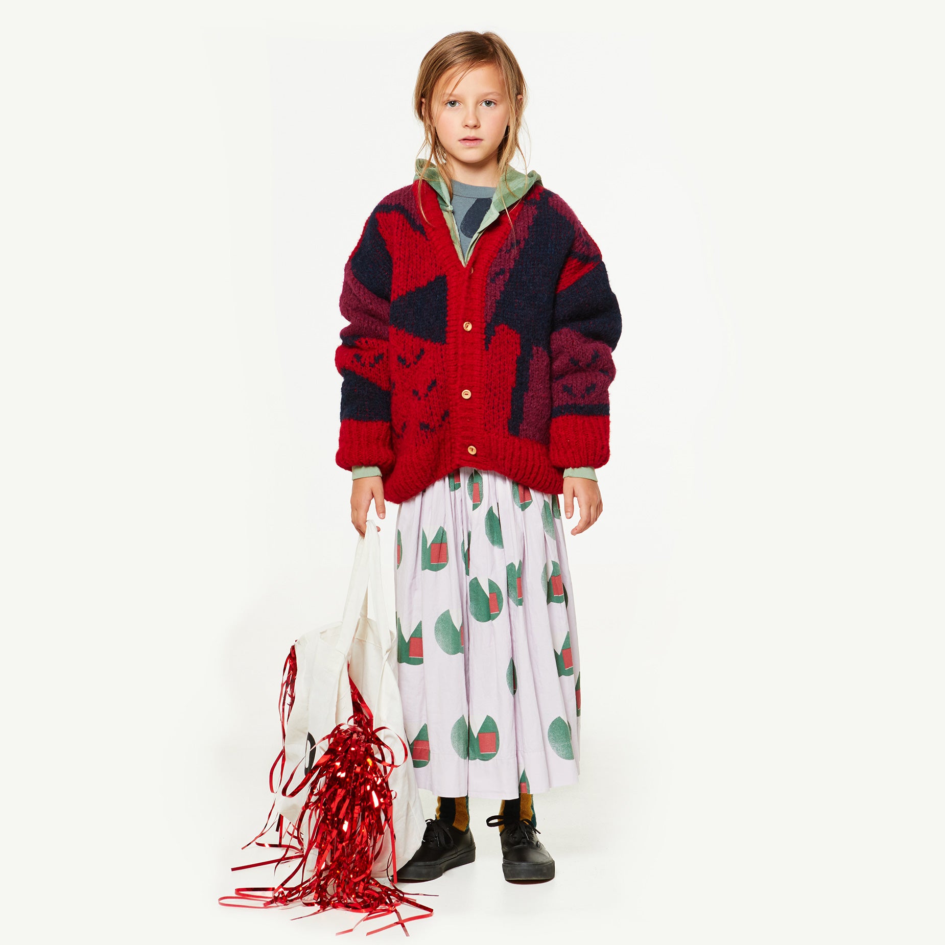 Girls Red Apple Cardigan